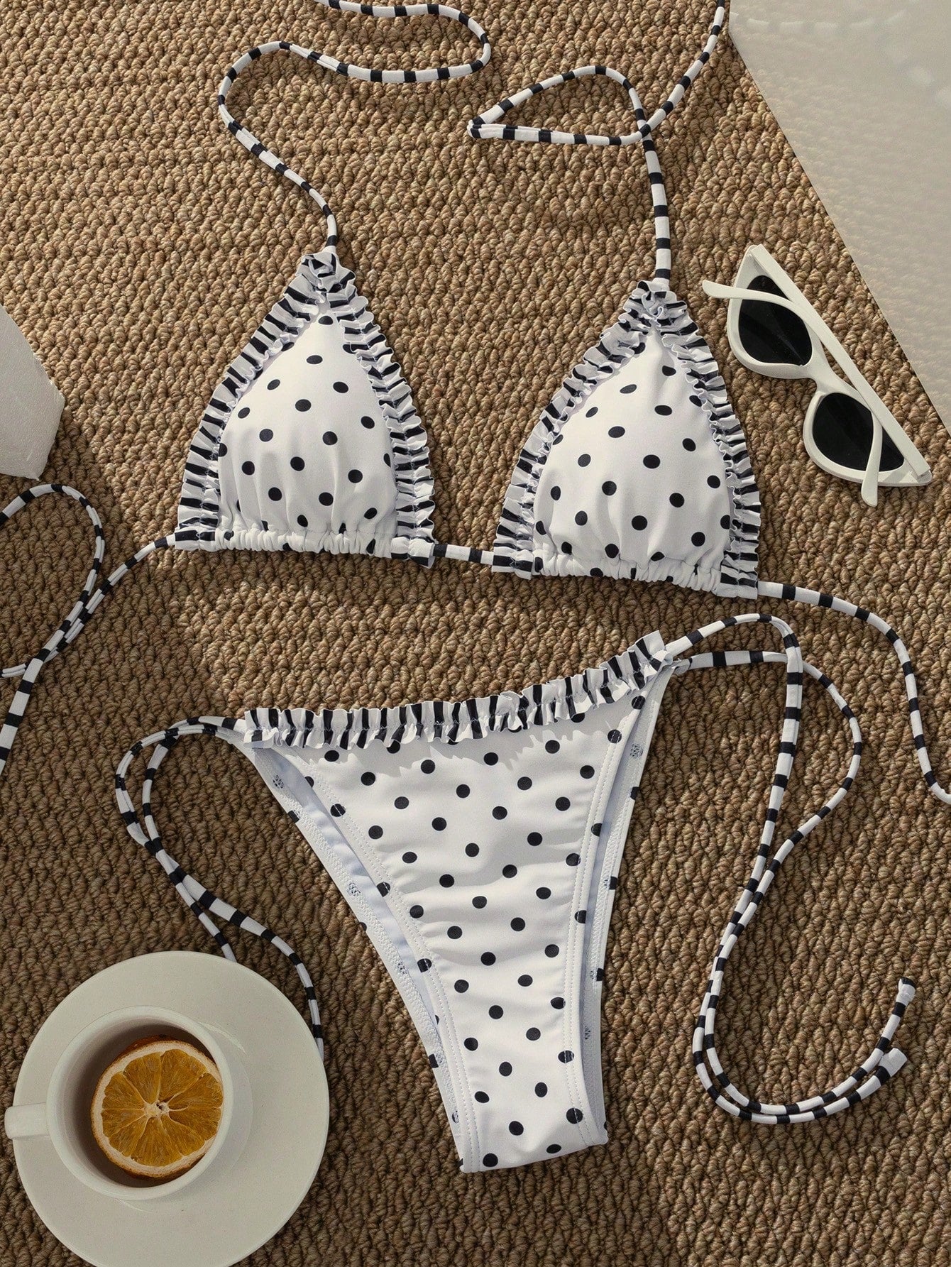 Women's Swimwear Bikini, Retro Polka Dot Gingham Fashionable Outfit OOTD /Going