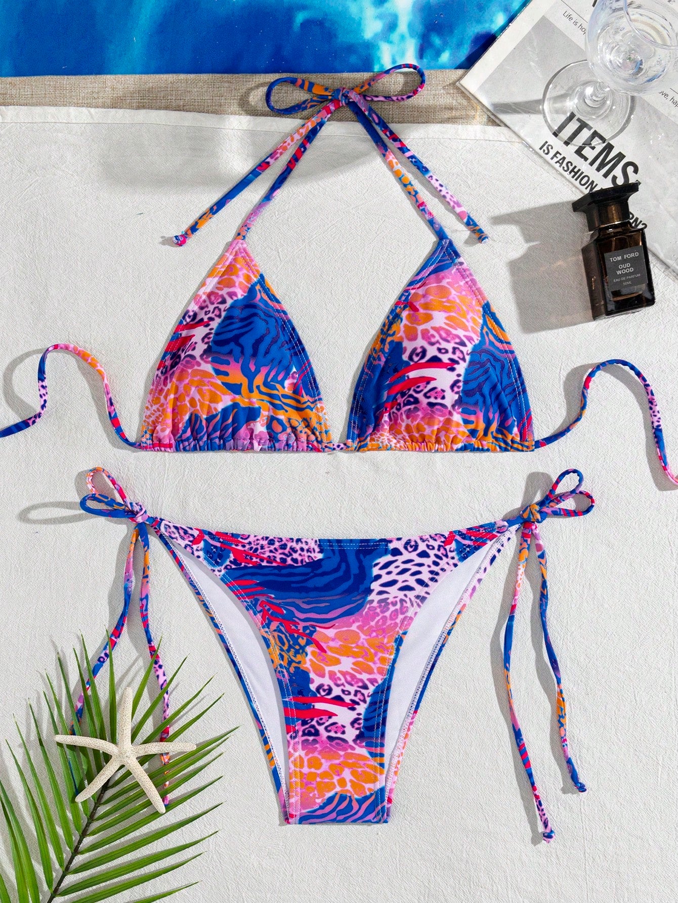 Bestselling Sexy Leopard Print Halter Tie Bikini Set, Open Back