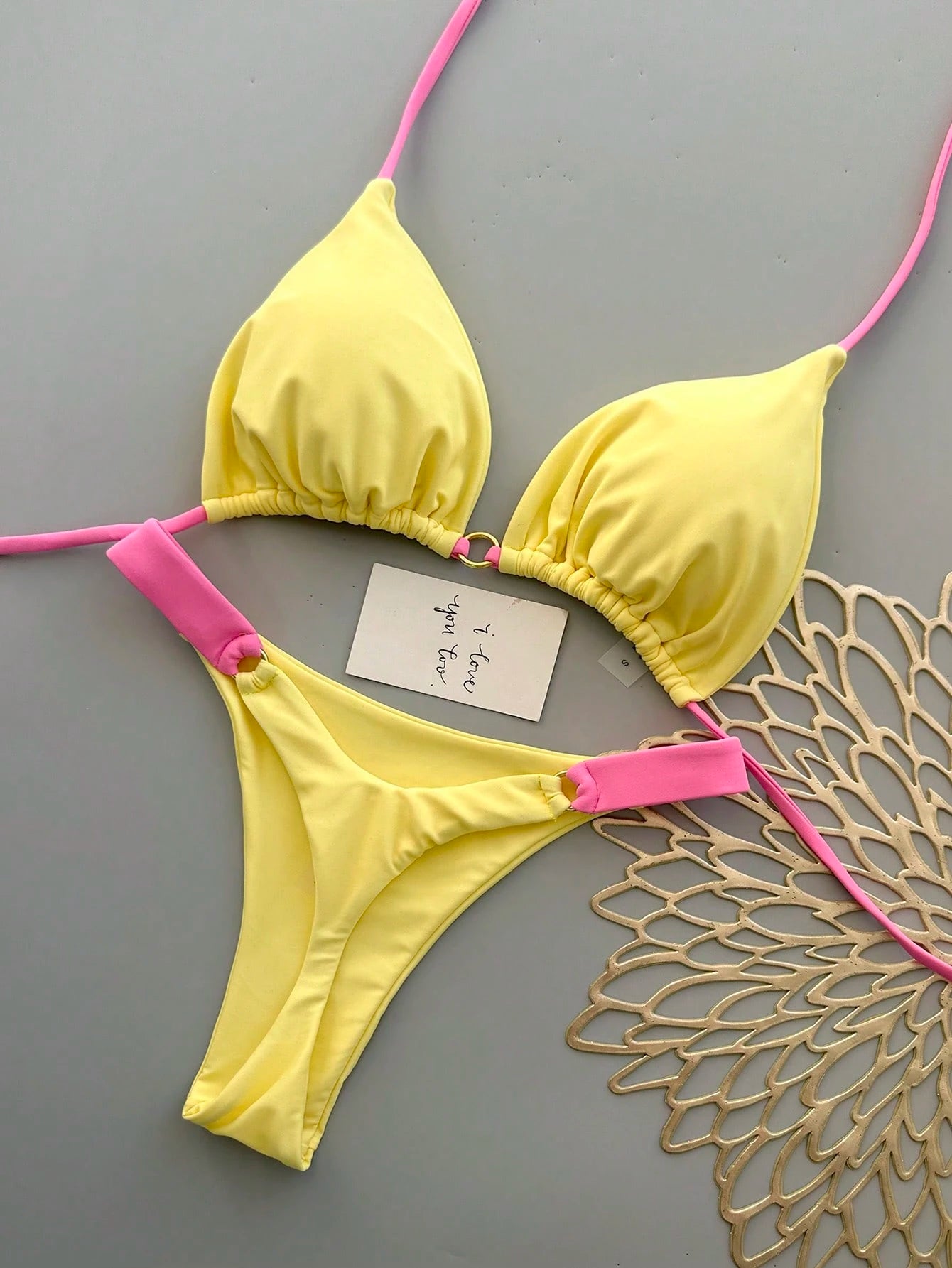 Women's Summer Beach Colorblock Sexy Bikini Swimwear Set Vacation