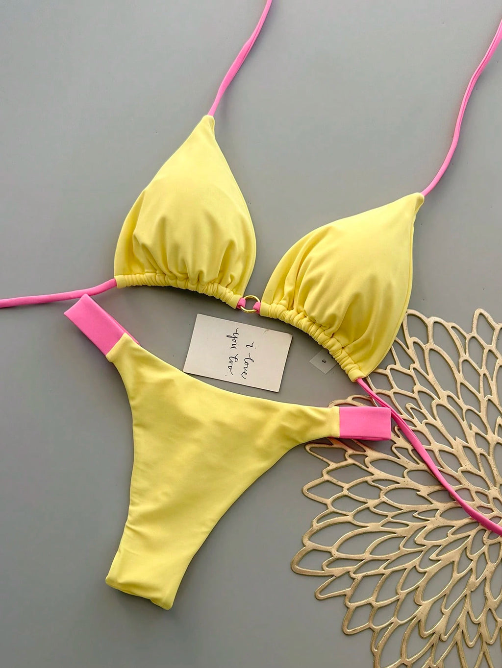 Women's Summer Beach Colorblock Sexy Bikini Swimwear Set Vacation