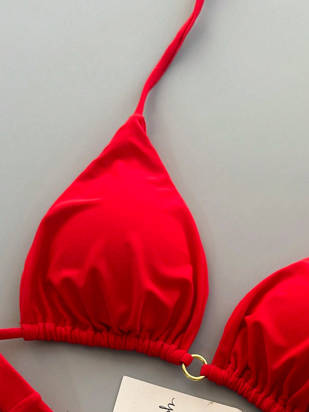 Women's Summer Beach Solid Color Halter Tie Sexy Bikini Swimwear Set Vacation Ye
