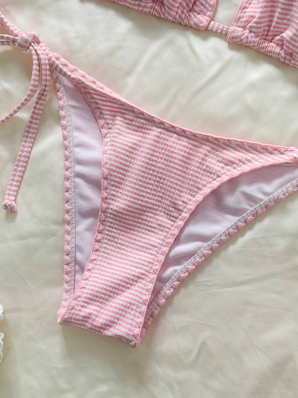 Swim Mod Women's Plaid Jacquard Halter Bikini Set, Spring/Summer