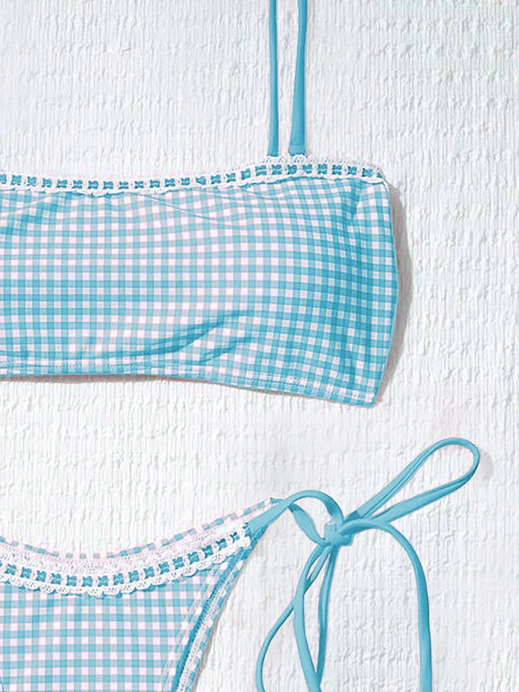Women's Cute Plaid Print Bow Tie Ruffle Backless Bikini Set, Suitable For Summer Beach, Easter, St. Patrick's - image 20