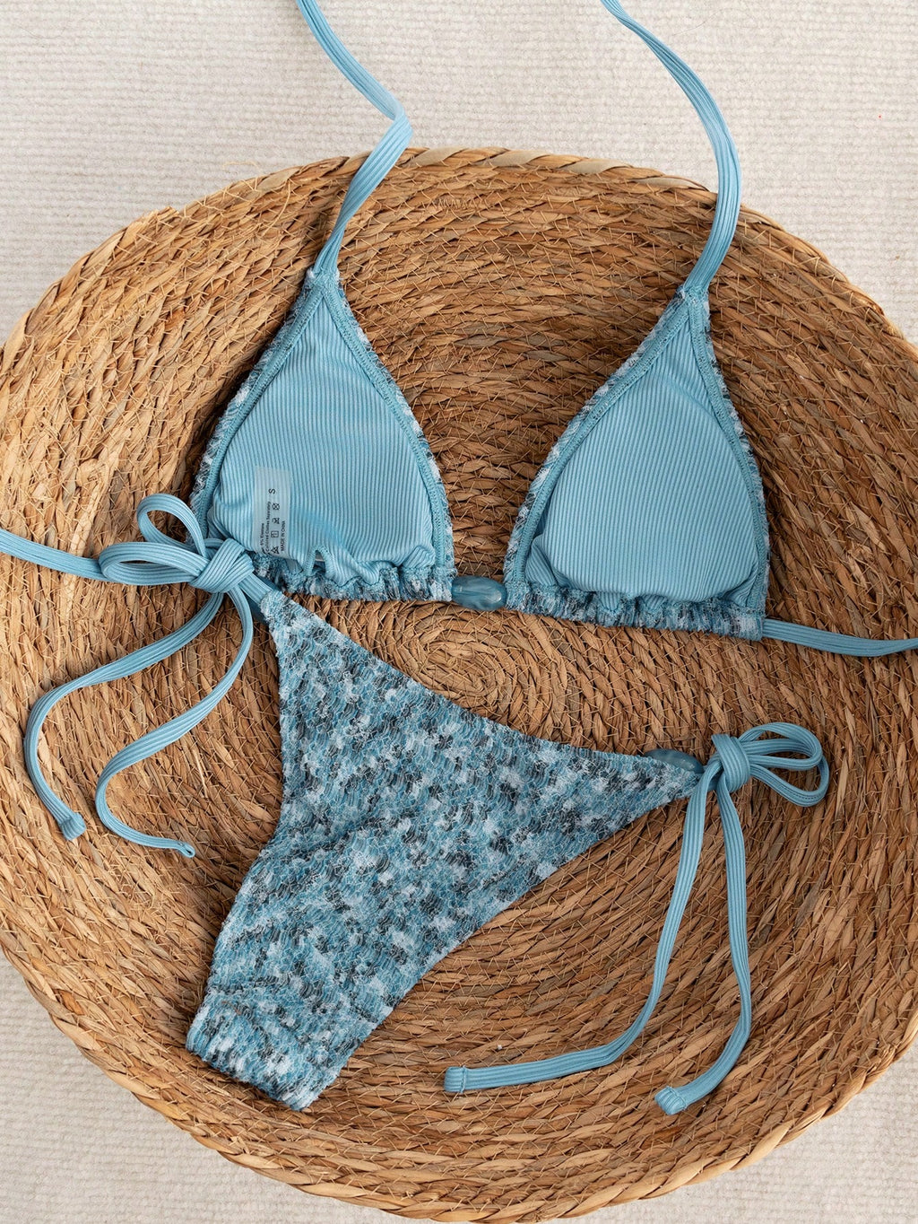 Swim Vcay 2026 Women's Rusty Orange Crochet Bikini Set,Textured Spaghetti Strap Halter Neck Side Tie Thong - image 18