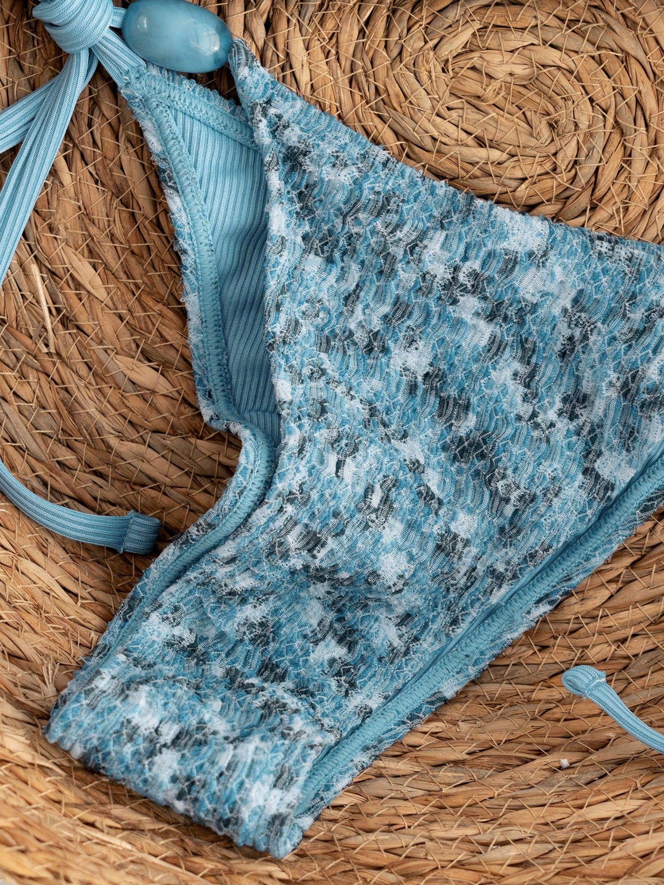 Swim Vcay 2026 Women's Rusty Orange Crochet Bikini Set,Textured Spaghetti Strap Halter Neck Side Tie Thong - image 20
