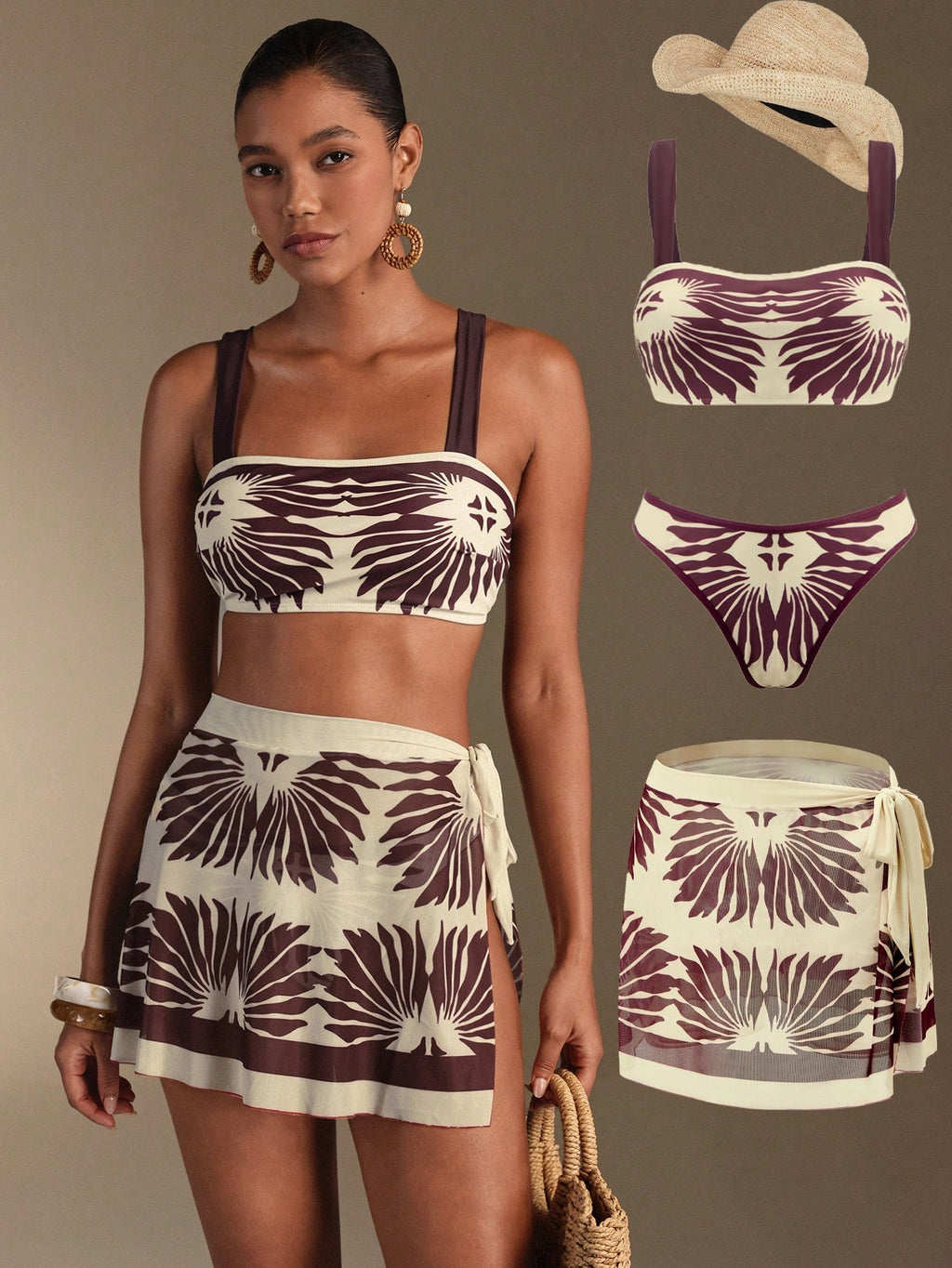 Swim Oasis Beige,Summer,Boho,Beach Vacation,Holiday,Holiday Women's