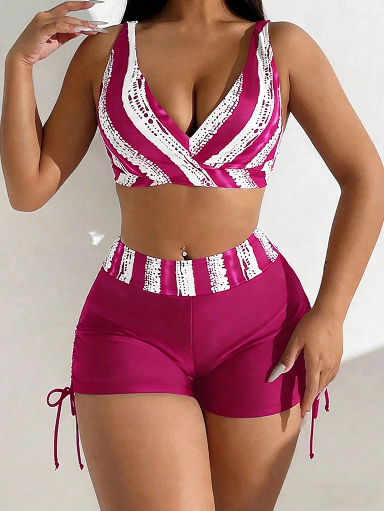 Swim Summer Beach Women's Mature Charm Striped Bikini Set - image 16