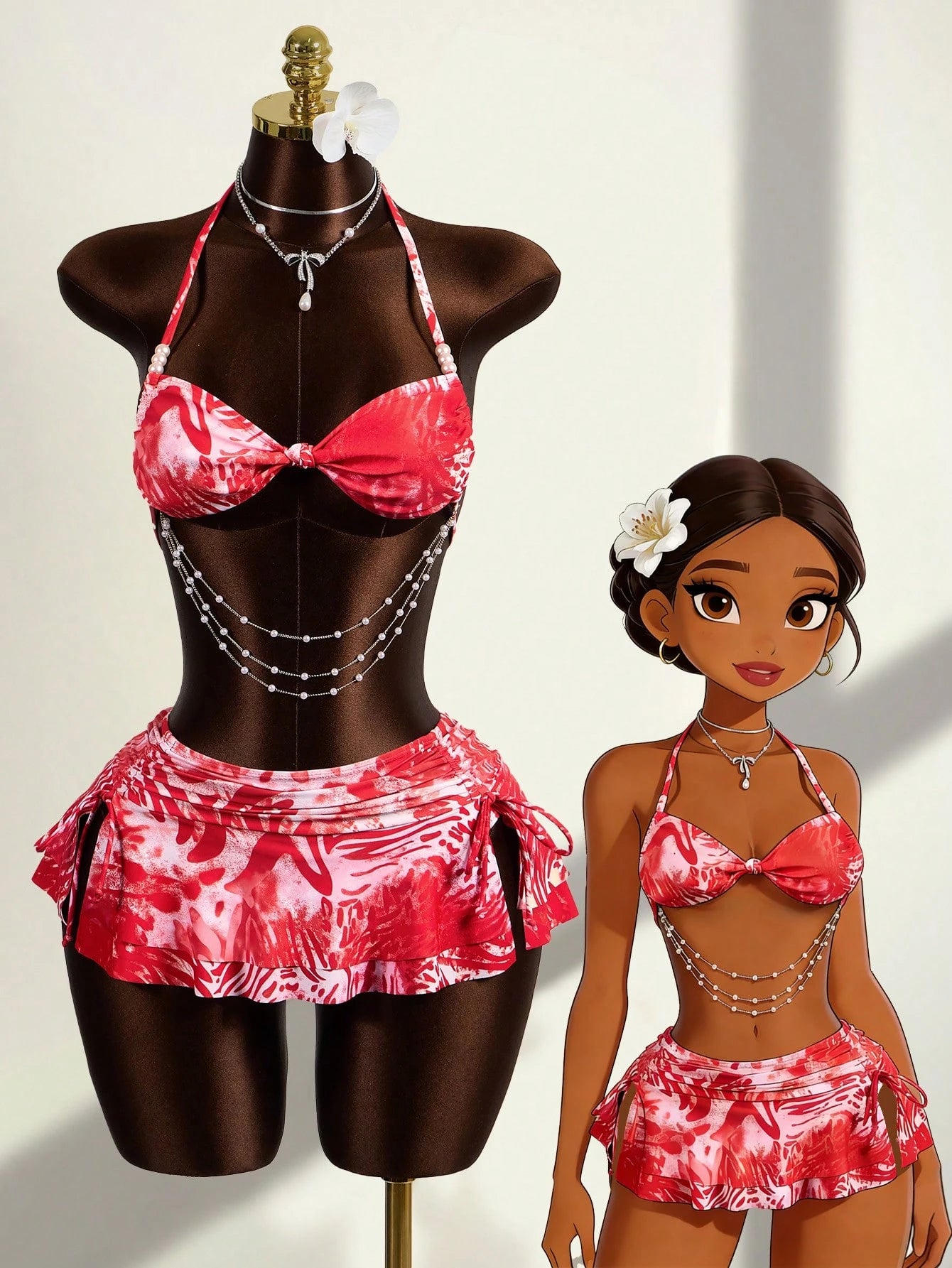Zestiva 3pcs/Set Brown Summer Boho Sequin Beach Party Holiday Holiday