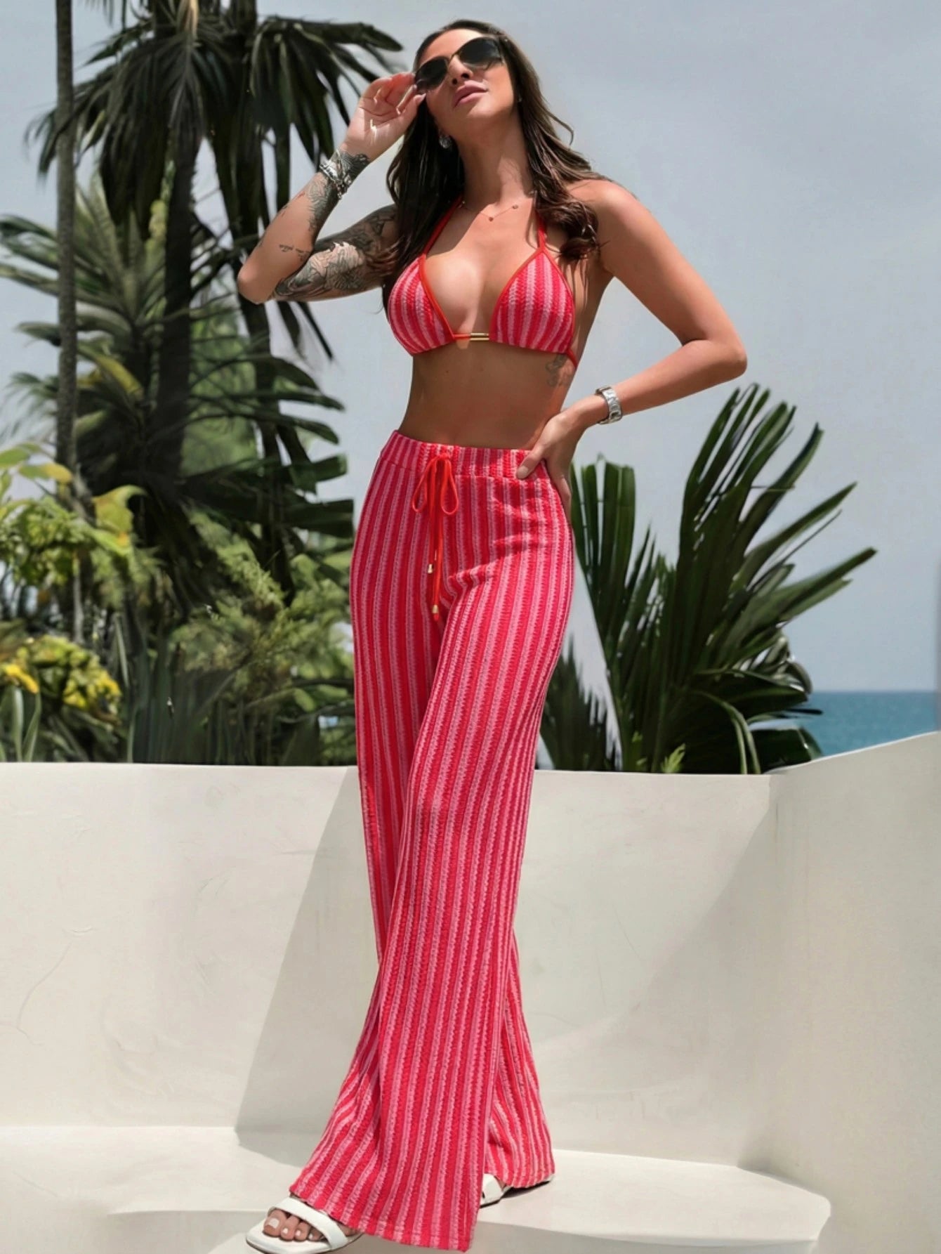 3pcs Women Crochet Bikini Set, Pants & Beach Cover Up, European Fashion Ladies Swimwear For Summer Holiday - image 17