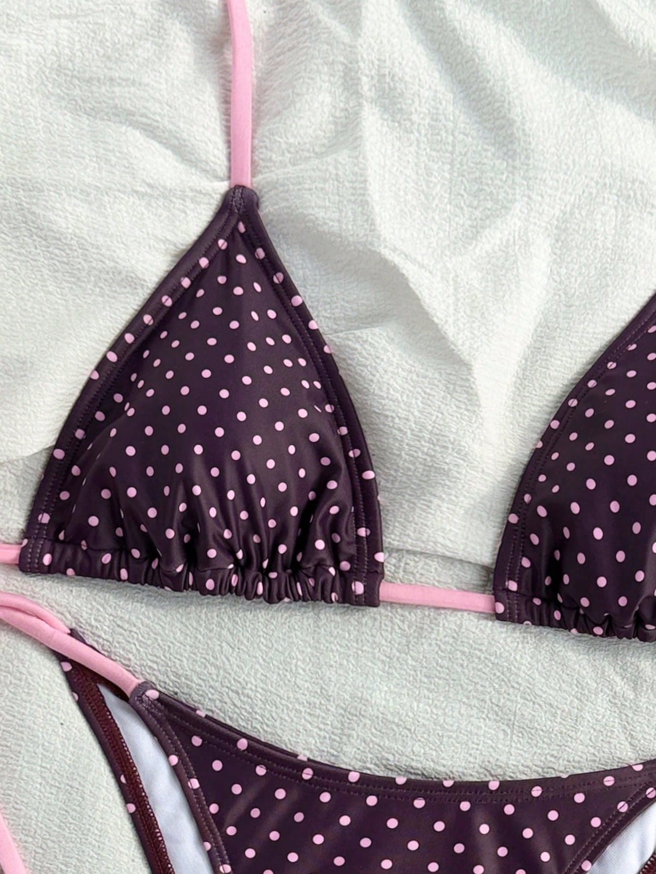 Swim Mod Women Red And Black Polka Dot Bikini Set,Halter Neck