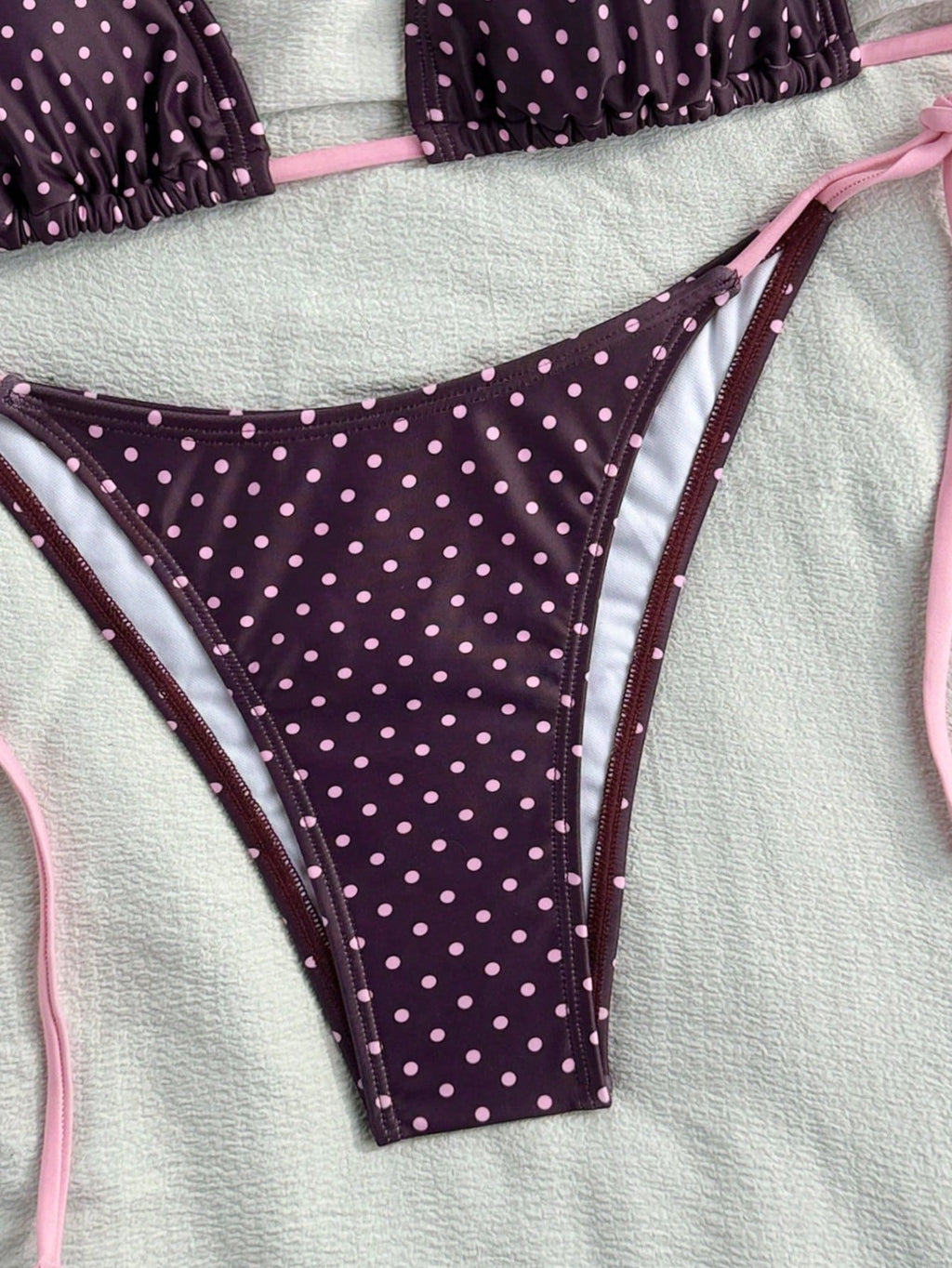 Swim Mod Women Red And Black Polka Dot Bikini Set,Halter Neck