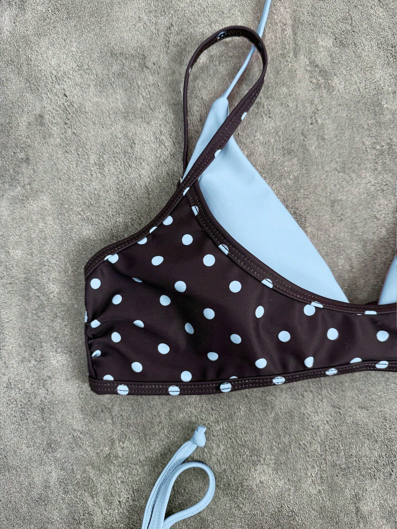 2026 Women's Swimwear Set, Polka Dot Contrast Color Halter Sexy Backless Bikini