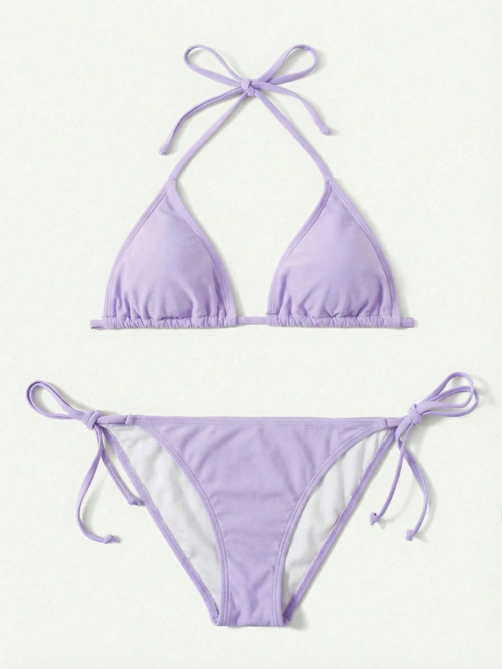 Swim Basics Summer Beach Mono Bikini Set Halter Triangle Bra & Tie