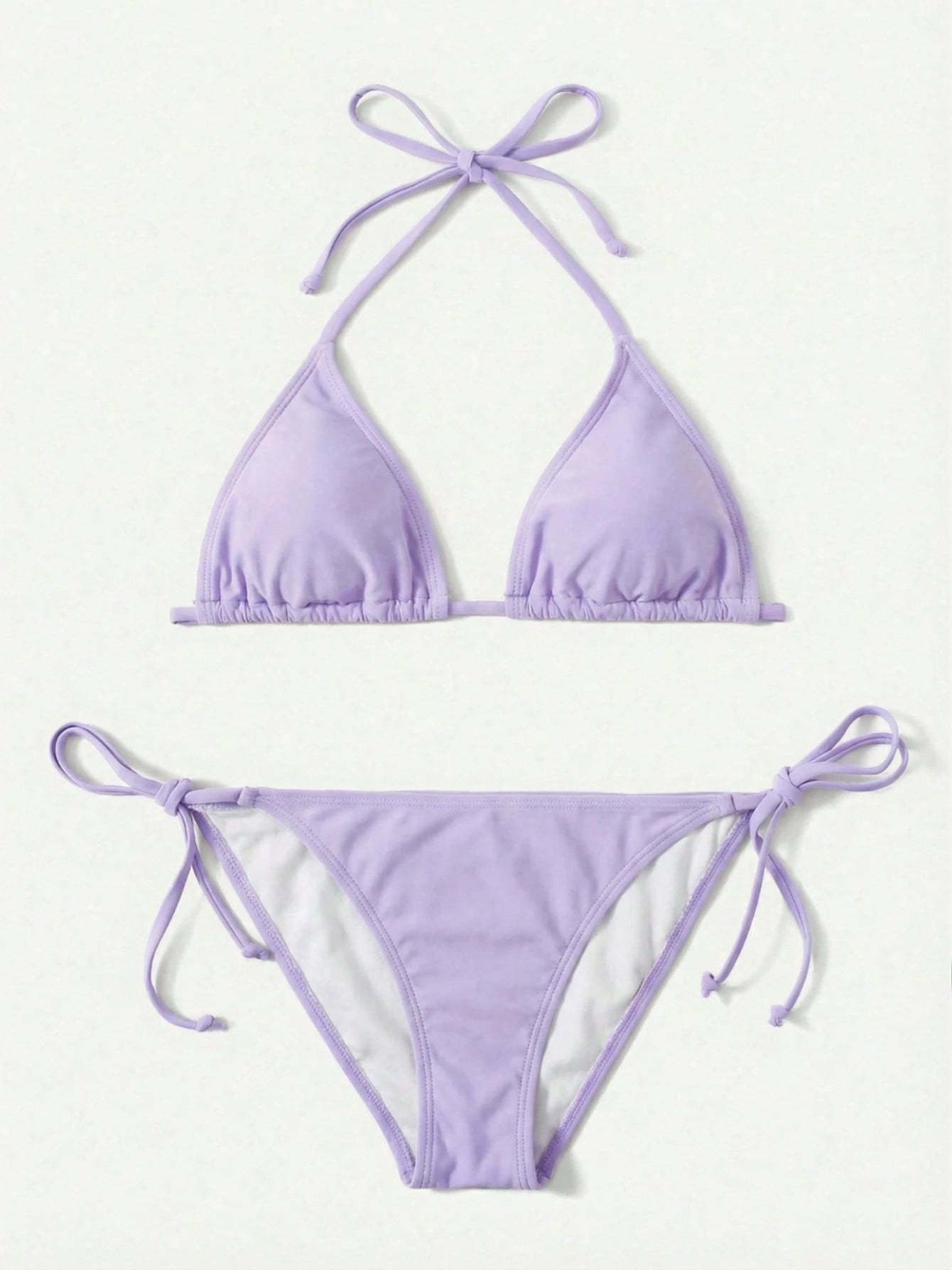 Swim Basics Summer Beach Mono Bikini Set Halter Triangle Bra & Tie