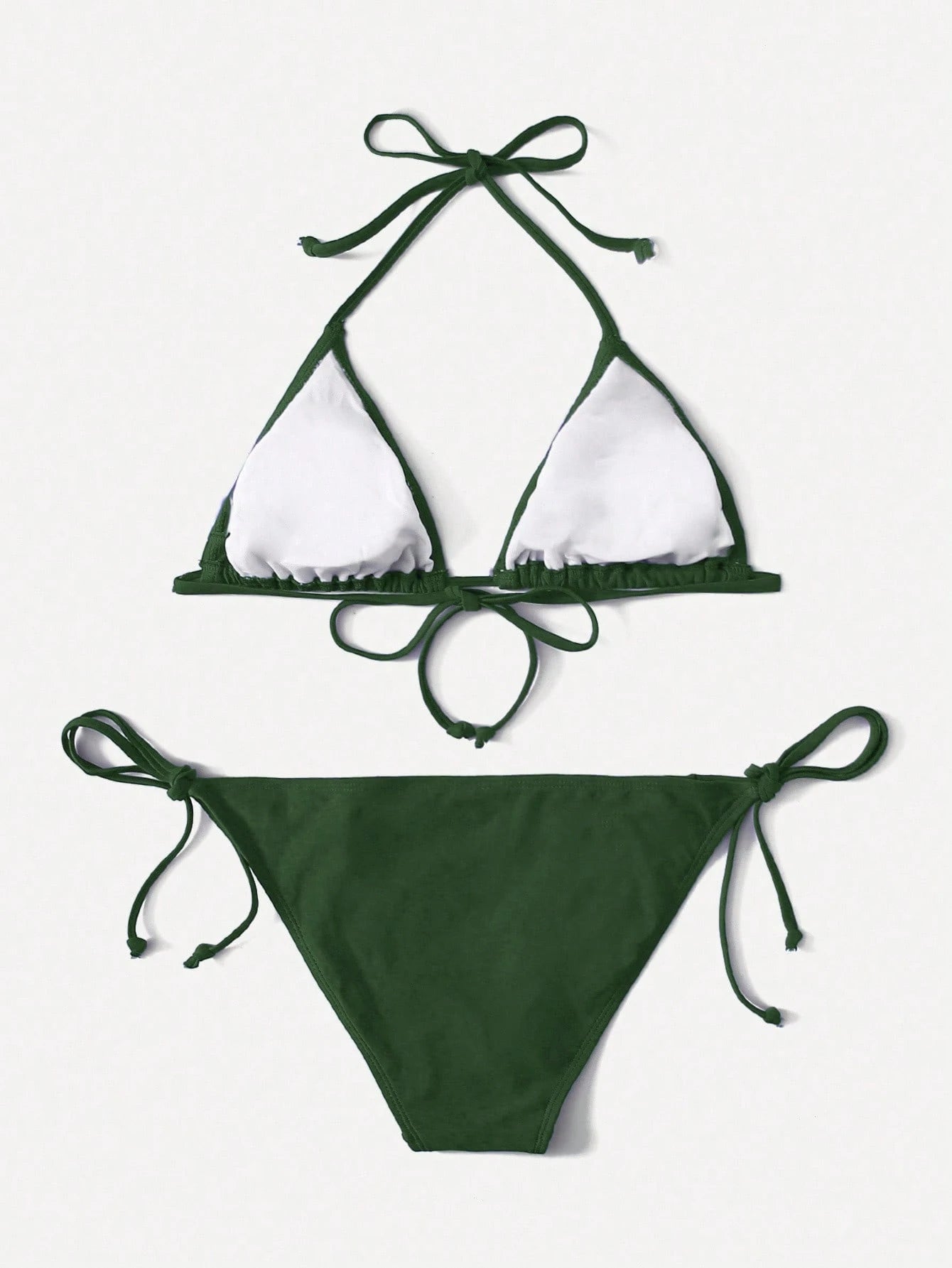 Swim Basics Summer Beach Mono Bikini Set Halter Triangle Bra & Tie