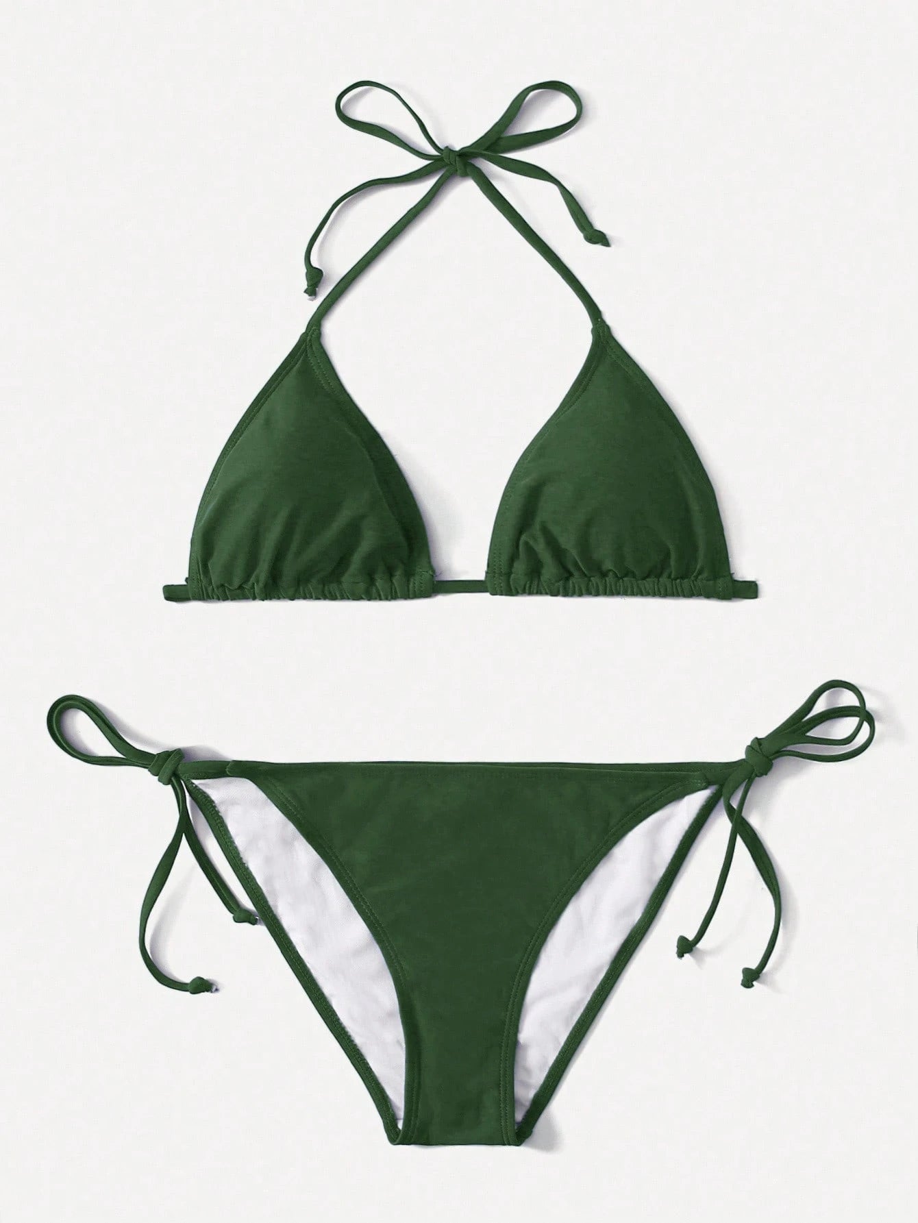 Swim Basics Summer Beach Mono Bikini Set Halter Triangle Bra & Tie