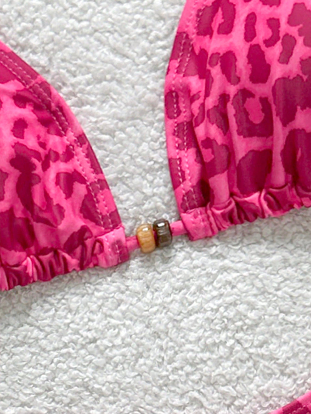 Soleia Women's Leopard Print Contrast Color Tie-Up Beaded Decor