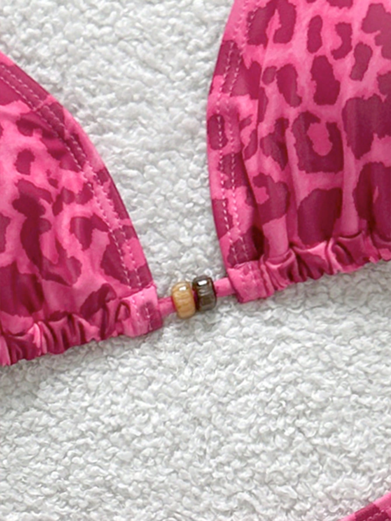 Soleia Women's Leopard Print Contrast Color Tie-Up Beaded Decor