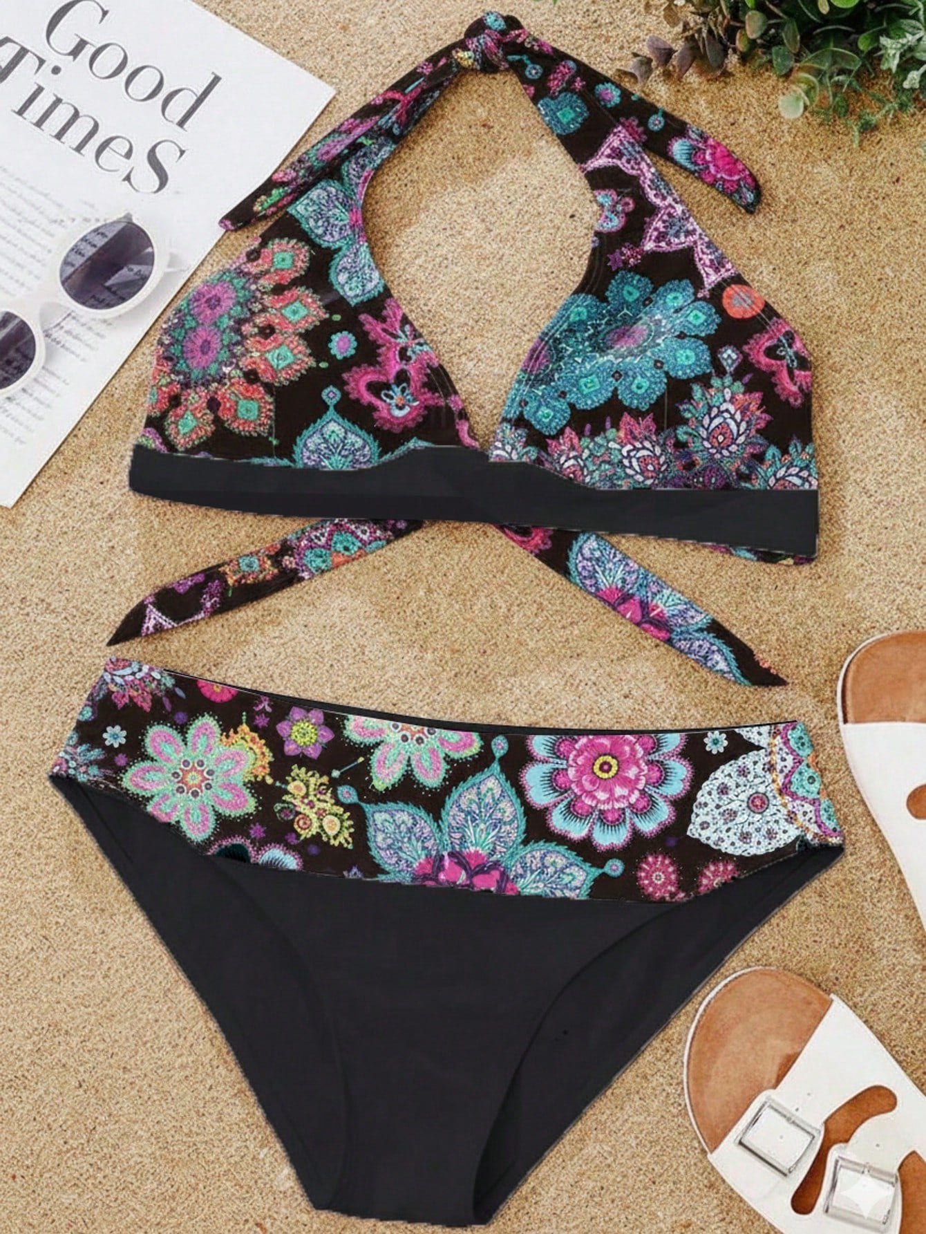 Floral Print Bikini Set For Beach Vacation Summer