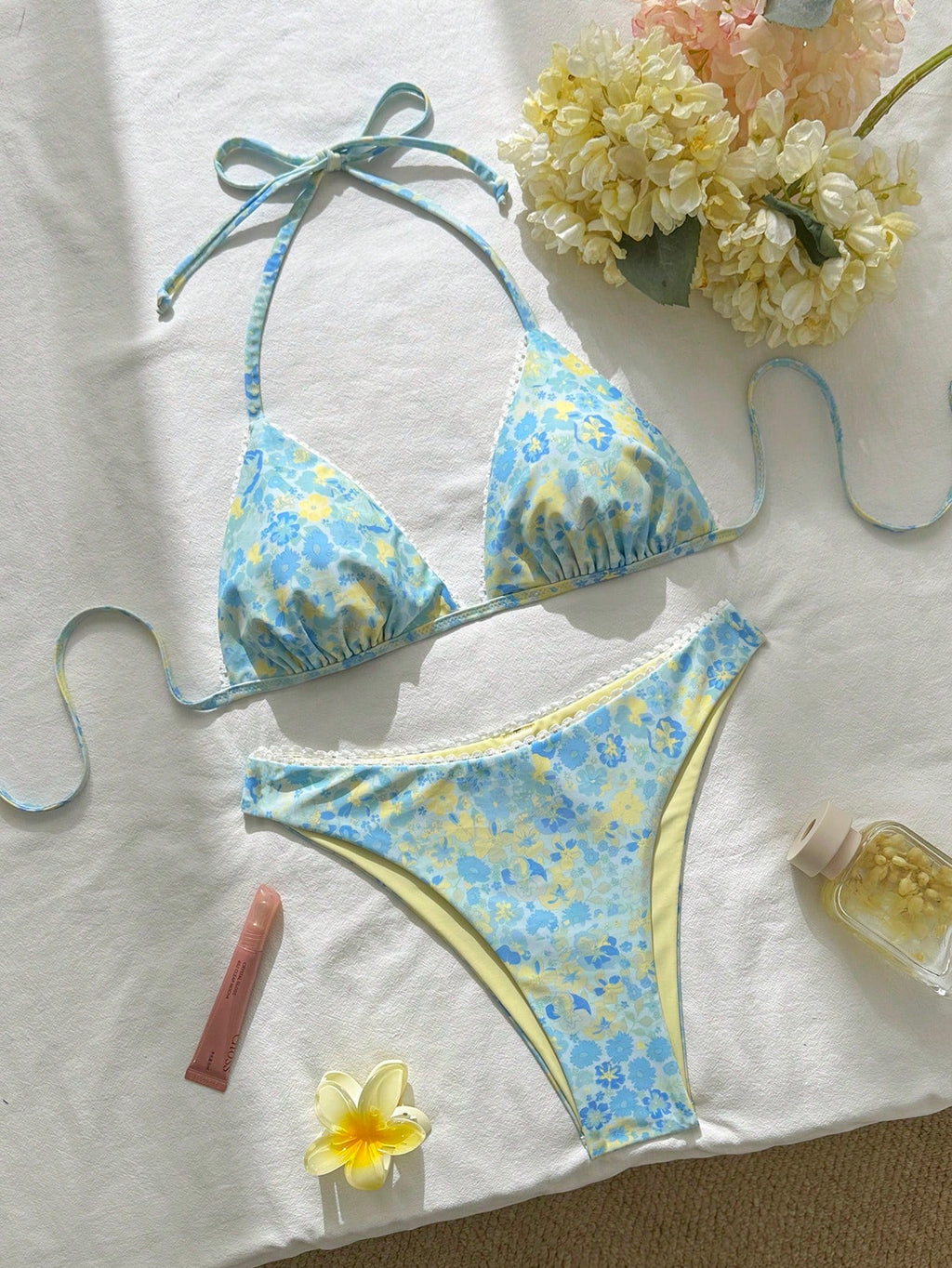 Swim Mod 2026ss Light Blue Floral Women Bikini Sets 2 Pieces Bathing