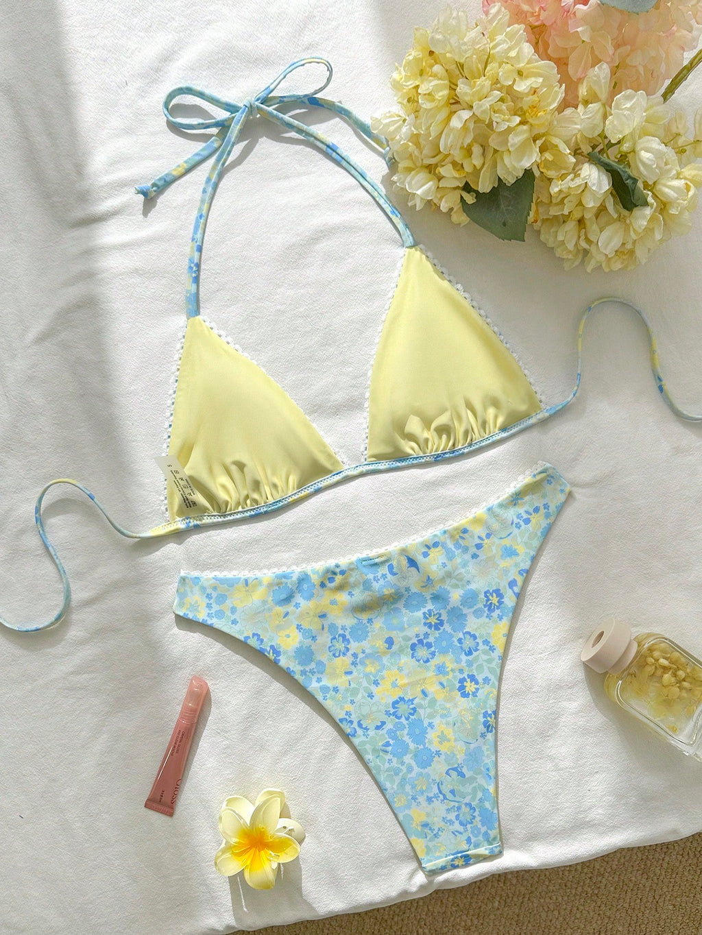 Swim Mod 2026ss Light Blue Floral Women Bikini Sets 2 Pieces Bathing