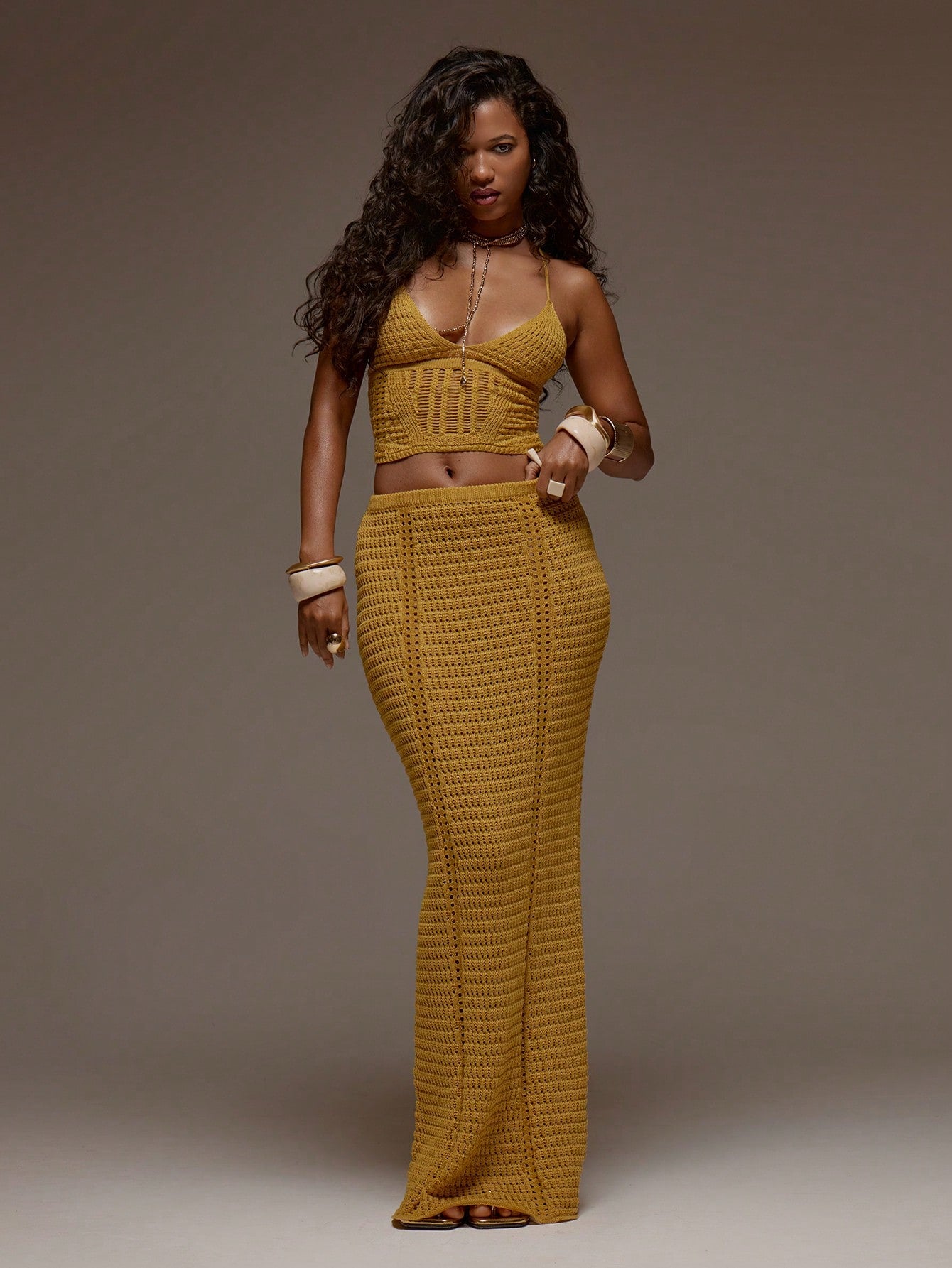 MUSERA Crochet Knit Fitted Cami Top And Maxi Skirt Set Co-Ord Spring Summer Holiday Vacation Beach Ibiza - image 9