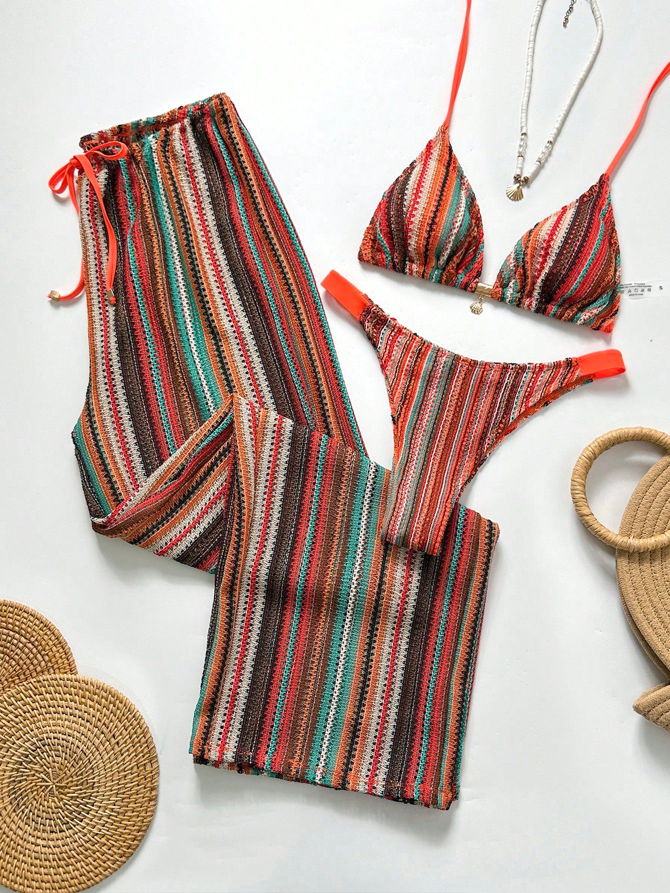 Swim Chicsea 26SS Spring/Summer Vacation Beach BOHO Braided Brown-Red
