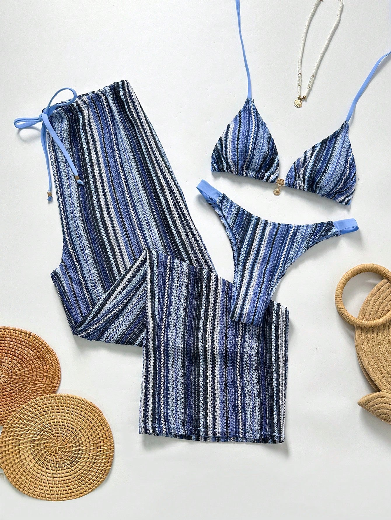 Swim Chicsea 26SS Spring/Summer Vacation Beach BOHO Braided Brown-Red