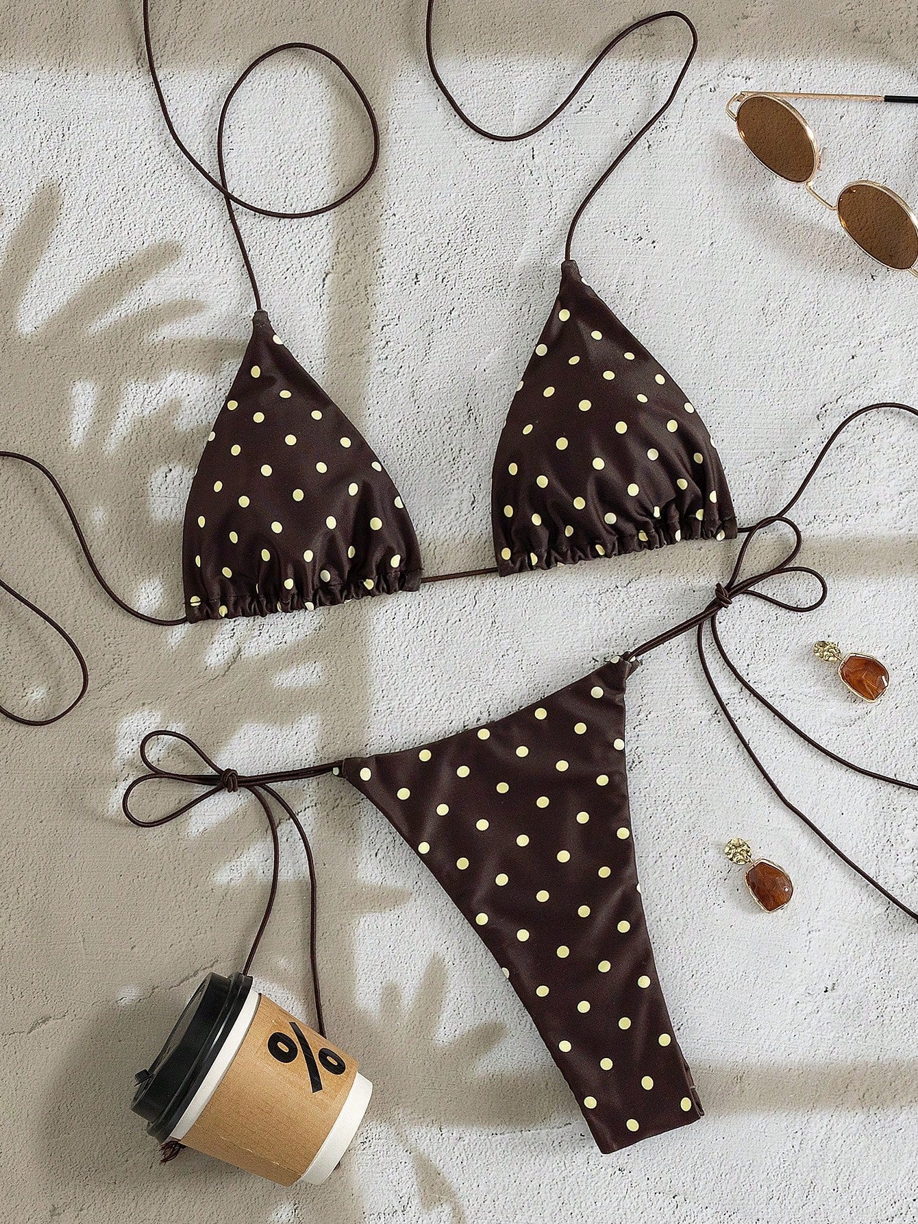 PEPPERMOLLY New Soft Polka Dot Pattern Sleeveless Criss-Cross Strap Bikini Set, Elegant Ladies Summer Beach - image 6