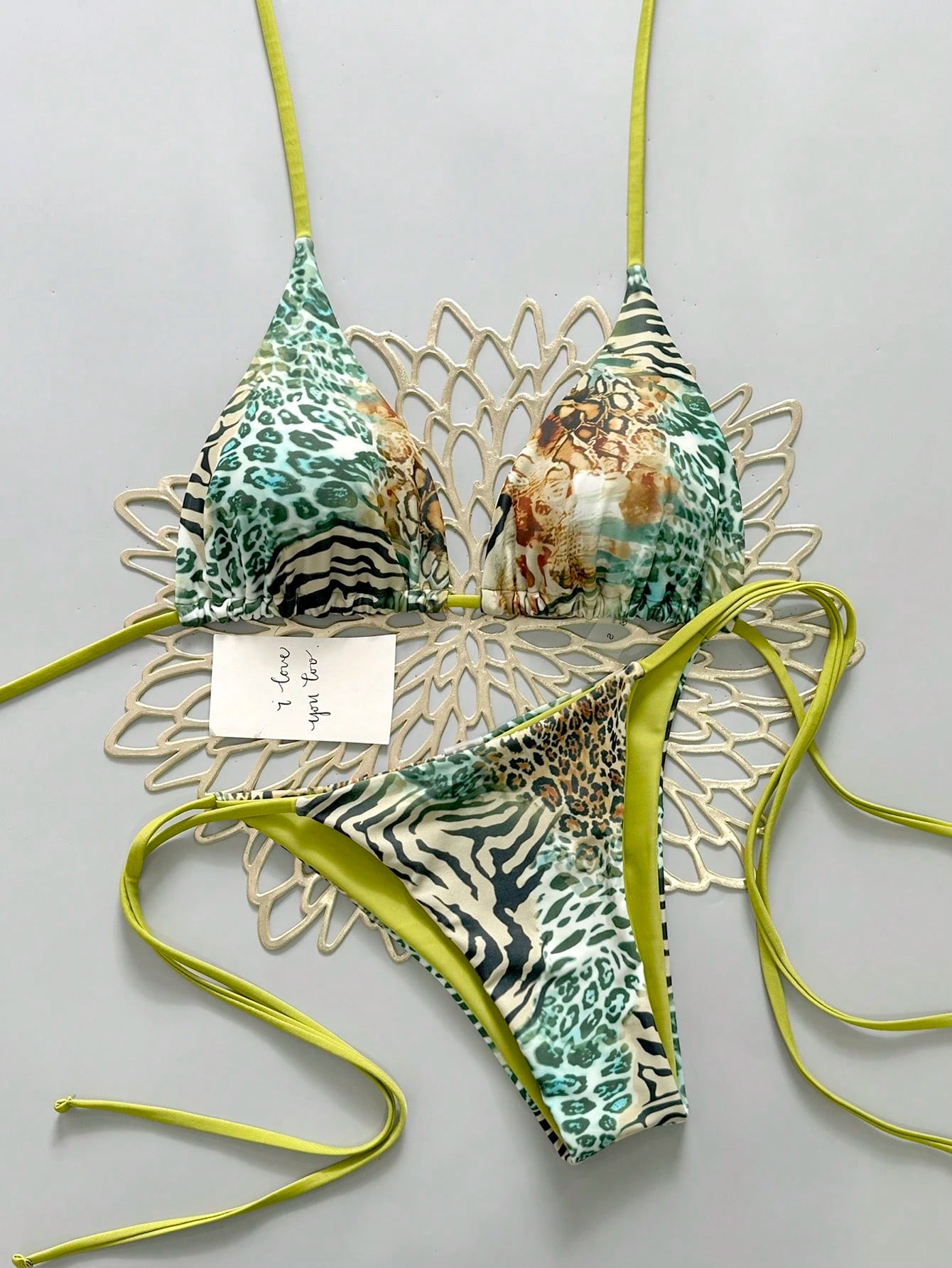 Sexy Vintage Leopard Print Pattern Bikini Two Pieces Swimwear For