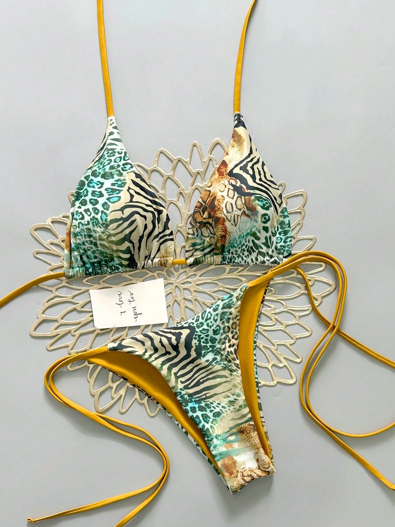 Sexy Vintage Leopard Print Pattern Bikini Two Pieces Swimwear For