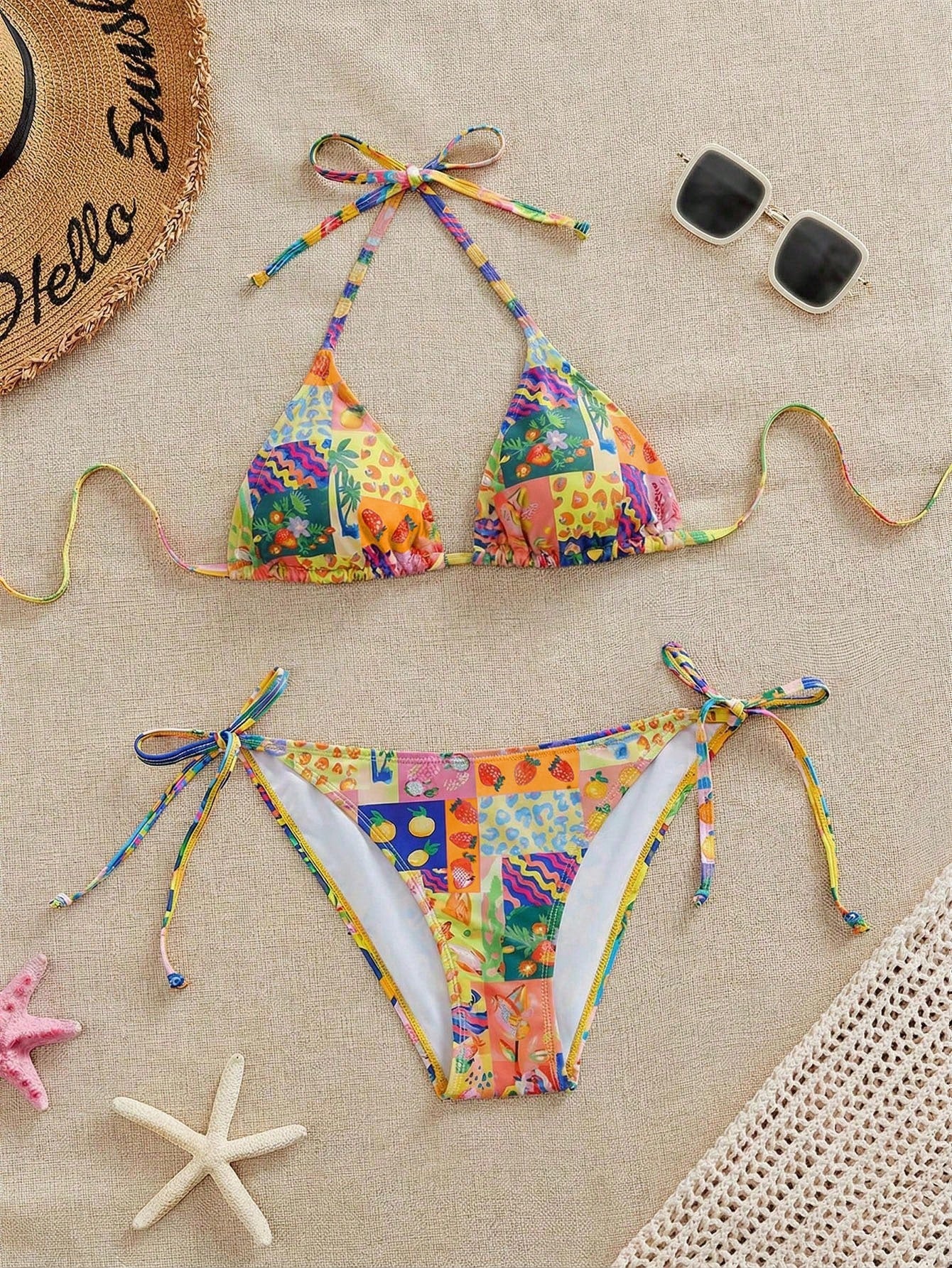Swim Mod Women's Tropical Print Swimwear Set For Beach Vacation