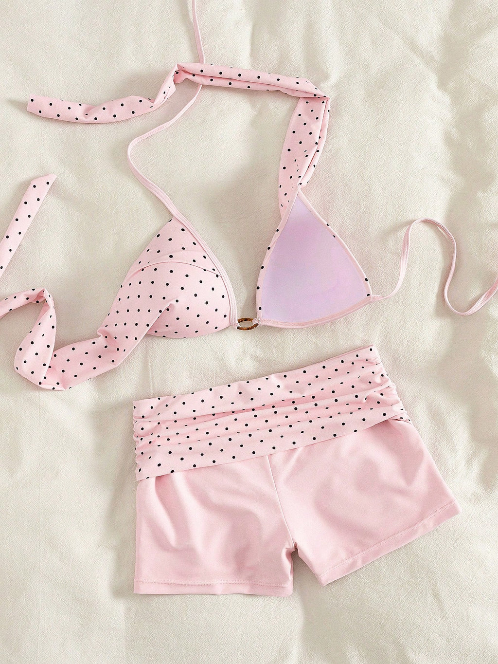 Women's Bikini Swimsuit, Elegant Polka Dot Print Push-Up Tank Top
