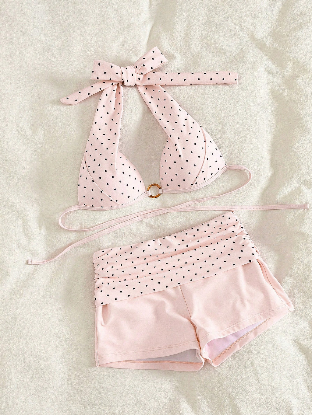 Women's Bikini Swimsuit, Elegant Polka Dot Print Push-Up Tank Top