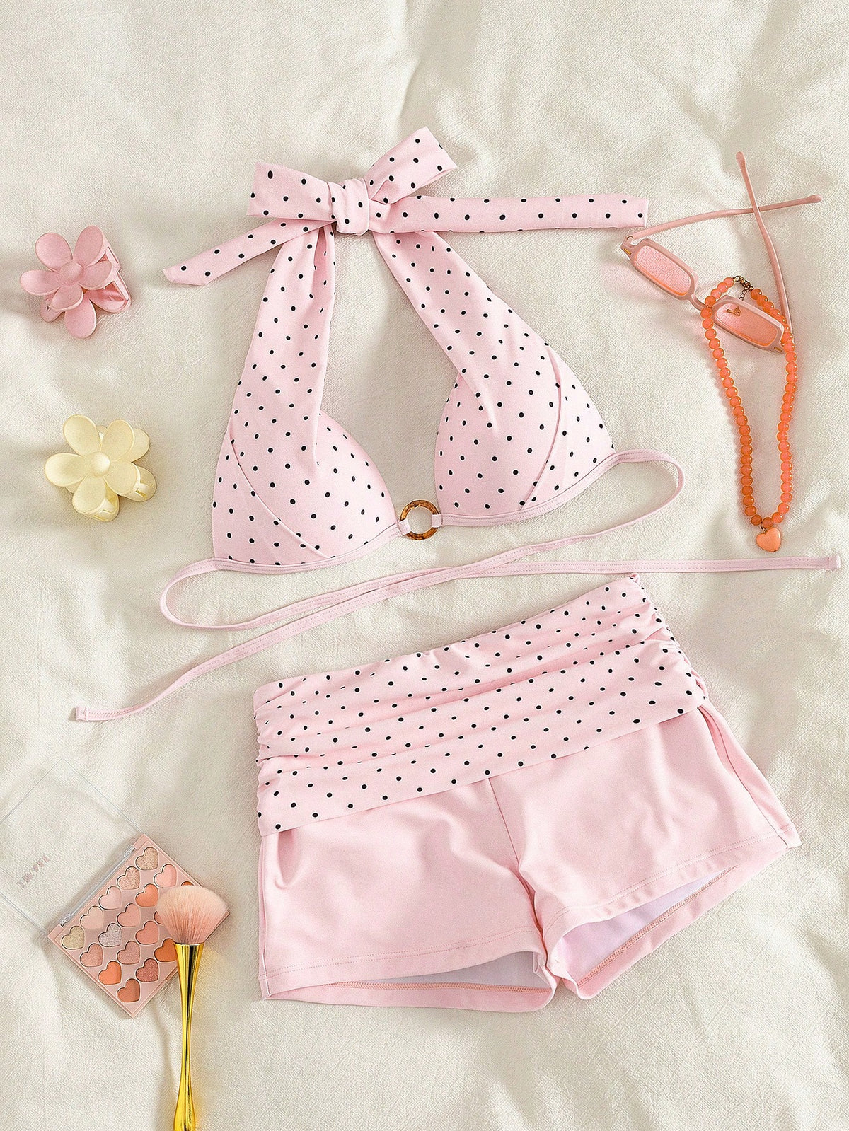 Women's Bikini Swimsuit, Elegant Polka Dot Print Push-Up Tank Top Swimsuit With Boyleg Shorts Summer - image 11