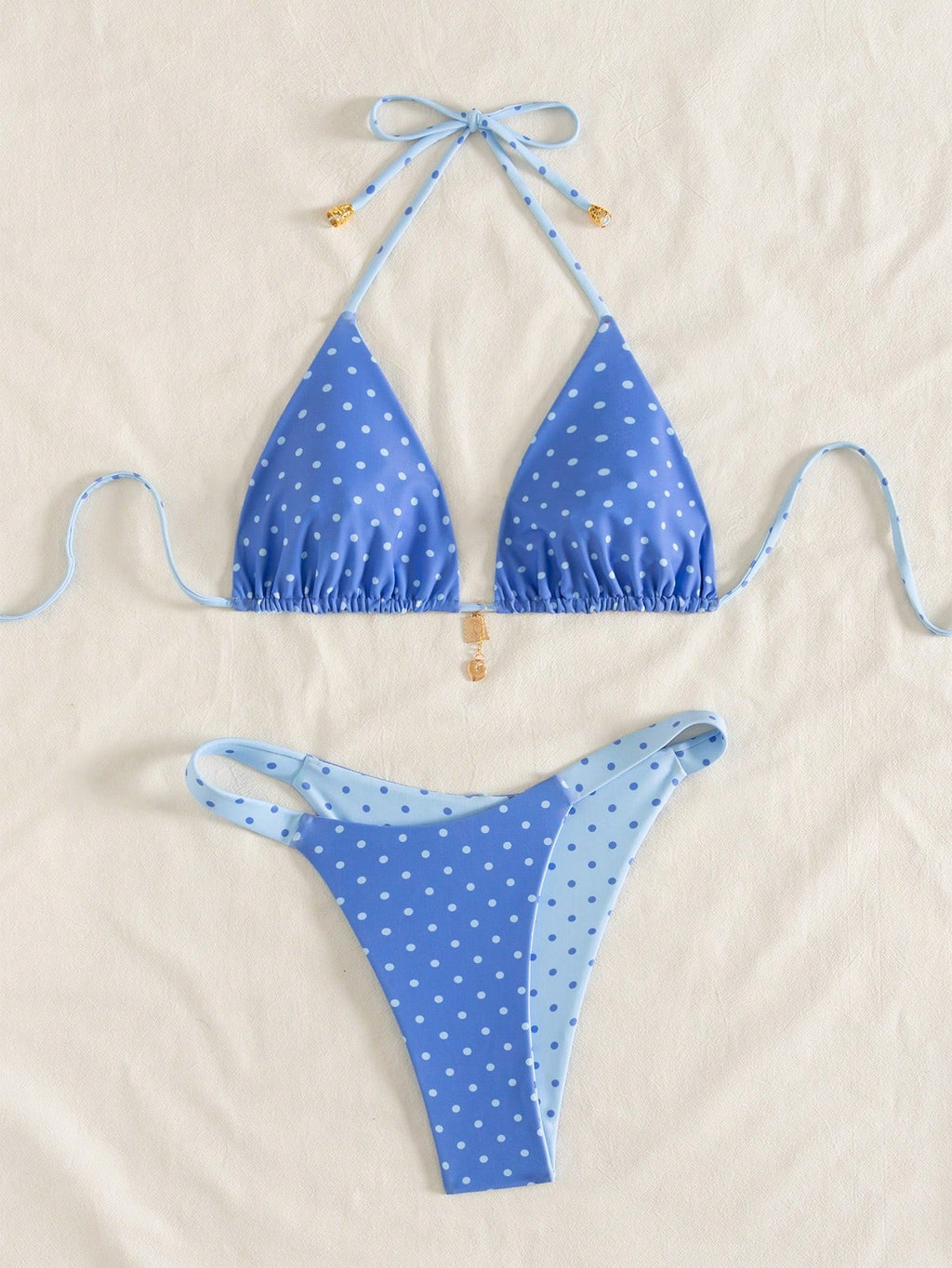 Swim Mod Women's Summer New Contrast Color Polka Dot Print Reversible