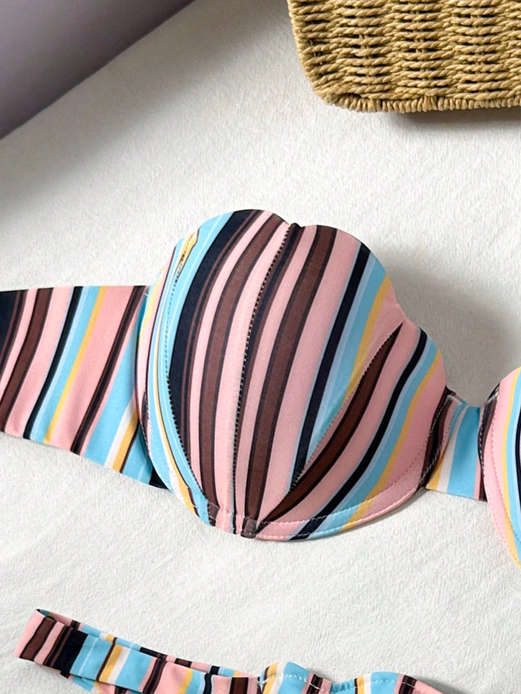Swim Mod Petal Patchwork Hard Cup Detachable Strap Solid Color Sexy 2 Pieces Swimwear - image 18