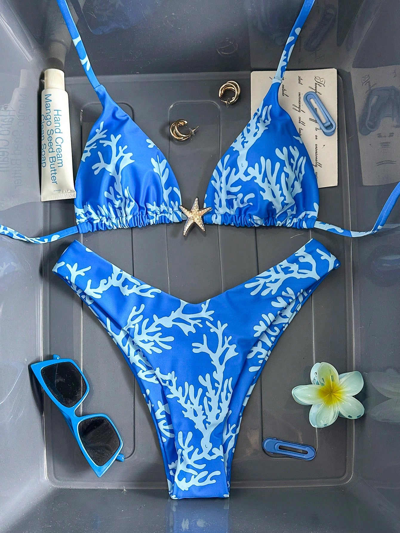 Swim Mod Women's Solid Color Metal Decor Spaghetti Strap Sexy Bikini