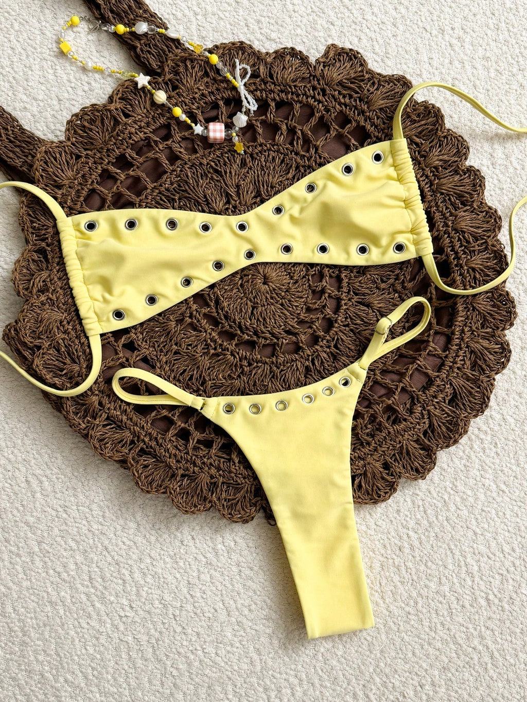 Swim 2025 New Women's Solid Color Sexy Bandeau Beach Vacation Casual Sexy Swimwe