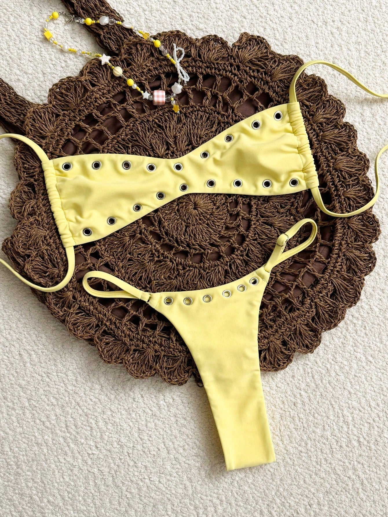 Swim 2025 New Women's Solid Color Sexy Bandeau Beach Vacation Casual Sexy Swimwe