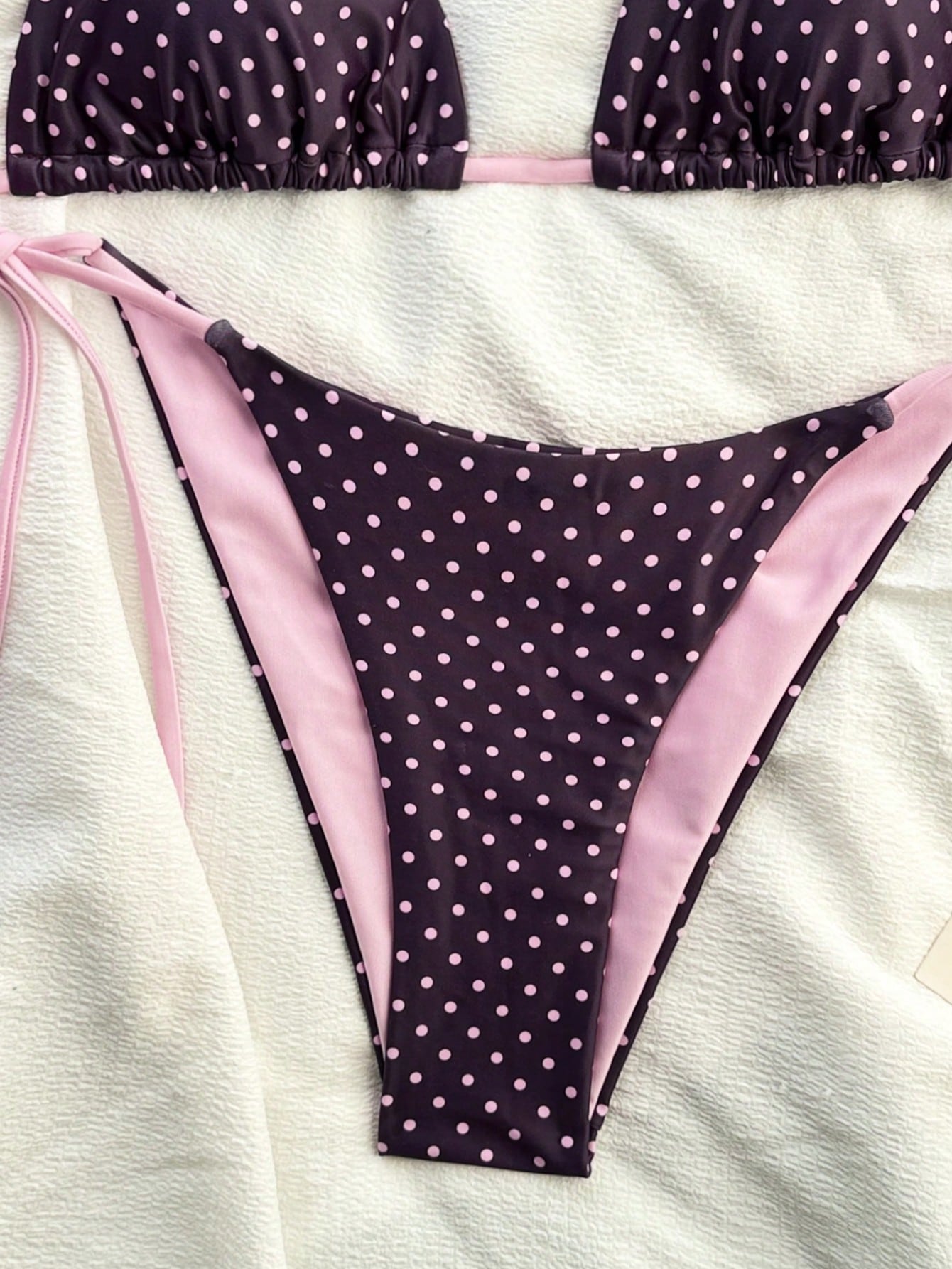 Swim Mod Women 2pcs Set Polka Dot Bikini Set,Spaghetti Strap Backless