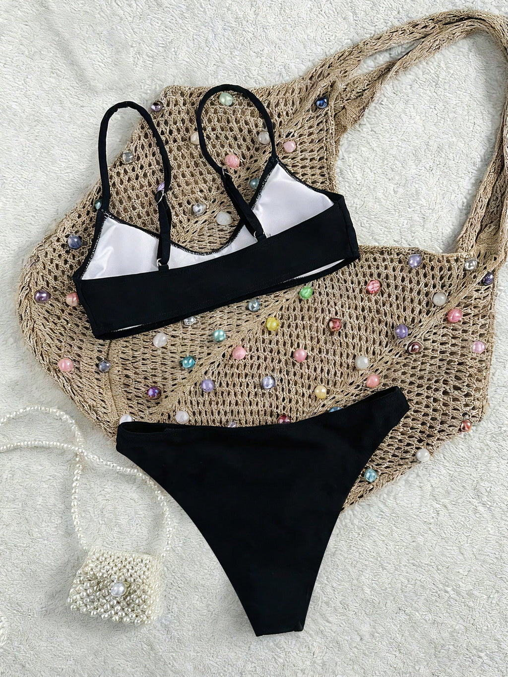 Swim Mod Elegant Vacation Bohemian Navy Blue & White Polka Dot Adjustable Strap V-Neck Sexy Bikini Set - image 12