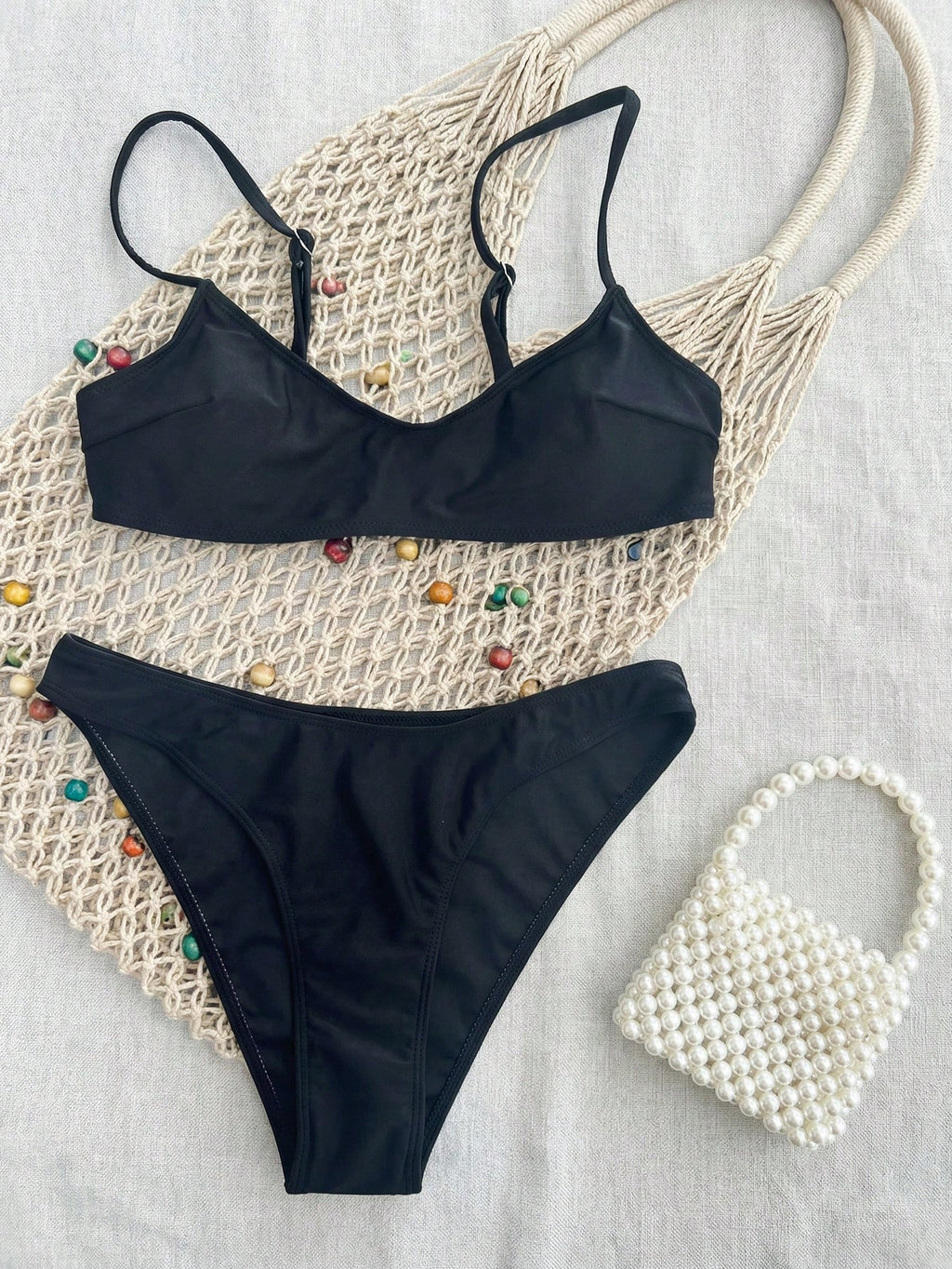 Swim Mod Elegant Vacation Bohemian Navy Blue & White Polka Dot Adjustable Strap V-Neck Sexy Bikini Set - image 14