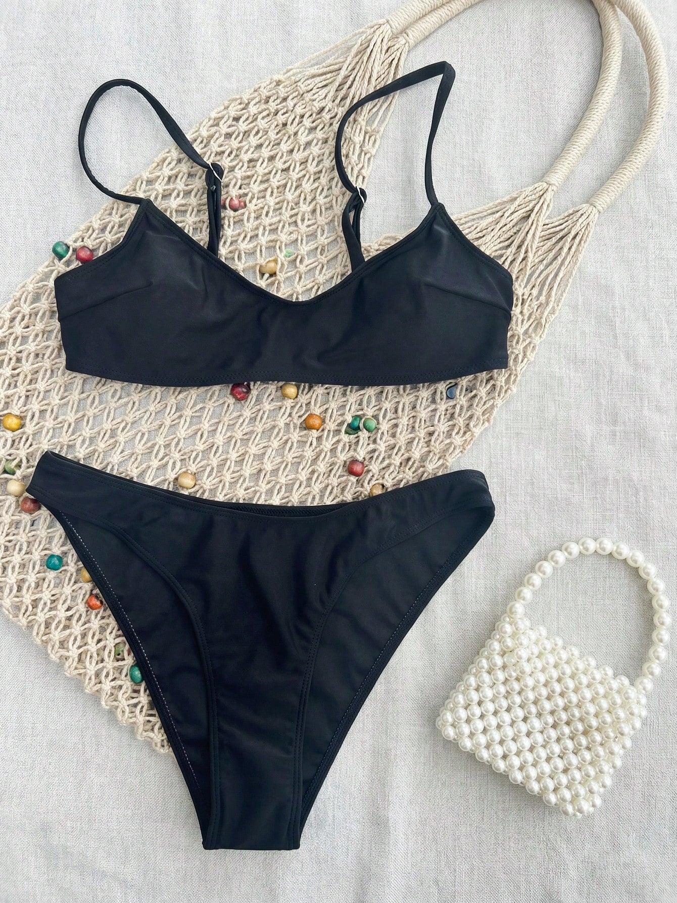Swim Mod Elegant Vacation Bohemian Navy Blue & White Polka Dot Adjustable Strap V-Neck Sexy Bikini Set - image 14