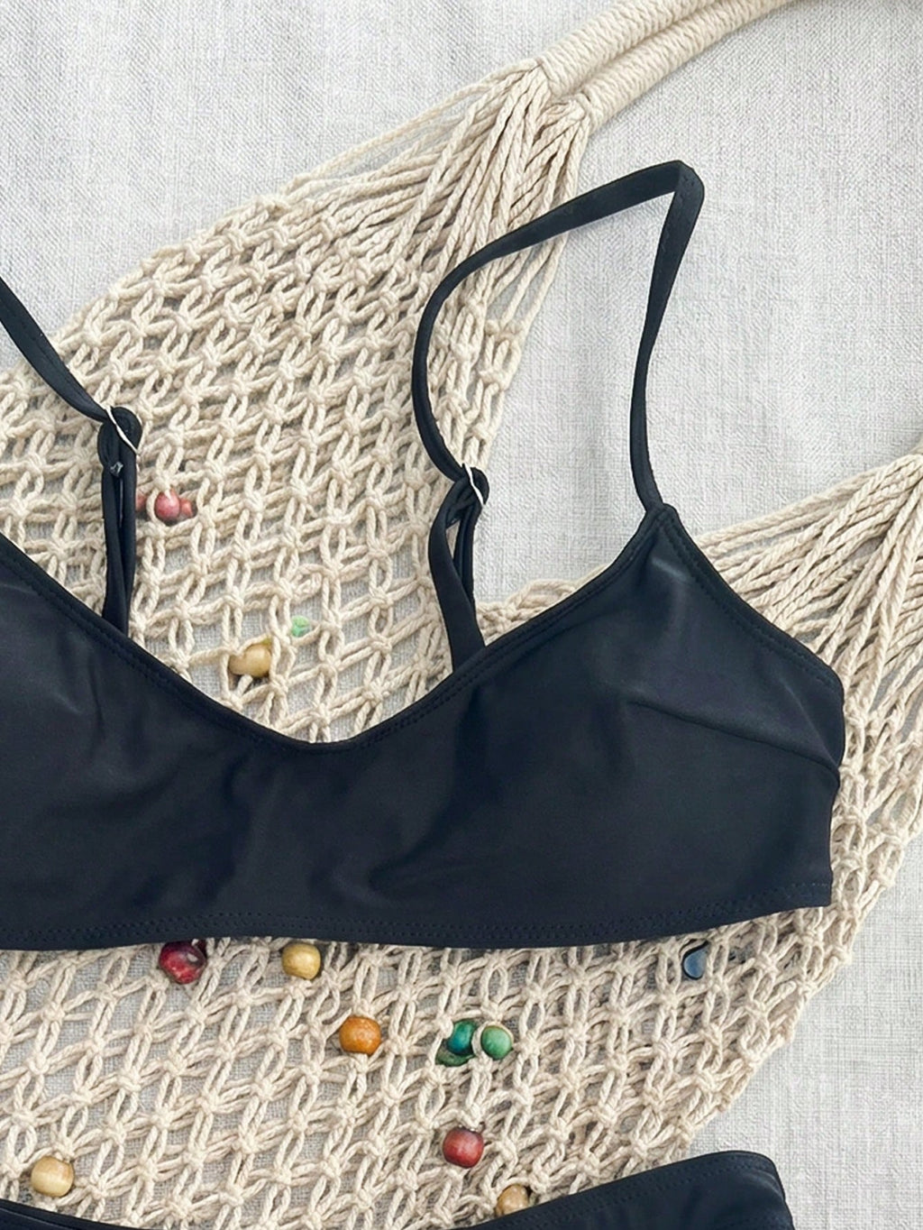Swim Mod Elegant Vacation Bohemian Navy Blue & White Polka Dot Adjustable Strap V-Neck Sexy Bikini Set - image 15