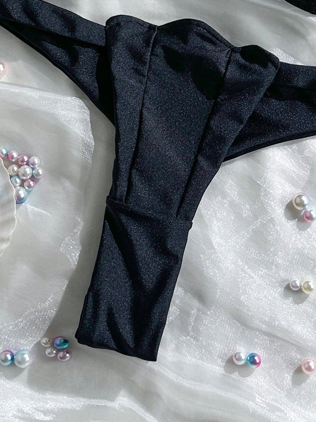 Swim Mod Petal Patchwork Hard Cup Detachable Strap Solid Color Sexy 2 Pieces Swimwear - image 6