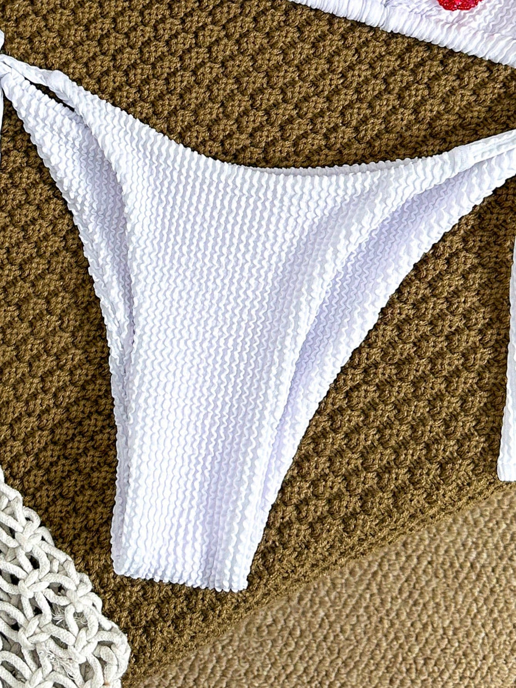 Swim Mod Applique Halter Crop Top And Knotted Long Pants Women's