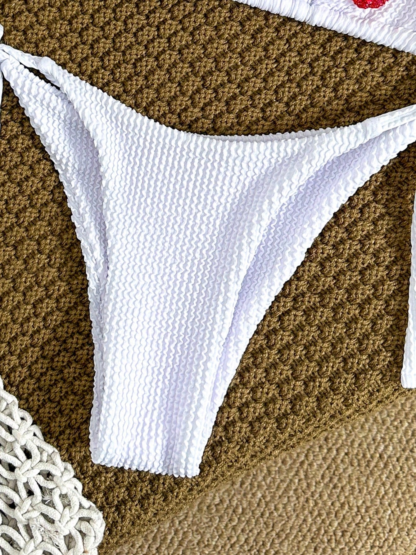 Swim Mod Applique Halter Crop Top And Knotted Long Pants Women's