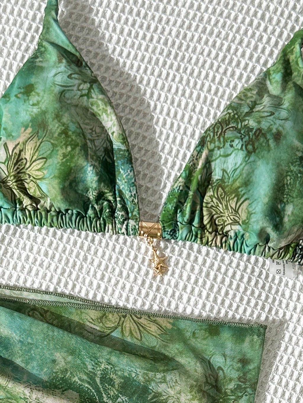 Swim Vcay Women's Multicolor Halter Graphic Tie Back Thong Bikini Set