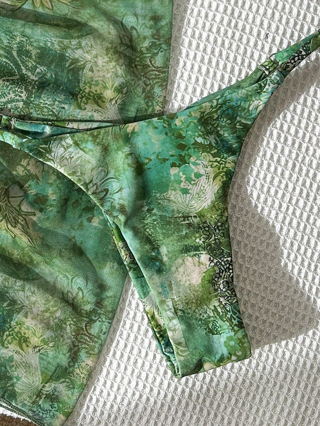 Swim Vcay Women's Multicolor Halter Graphic Tie Back Thong Bikini Set